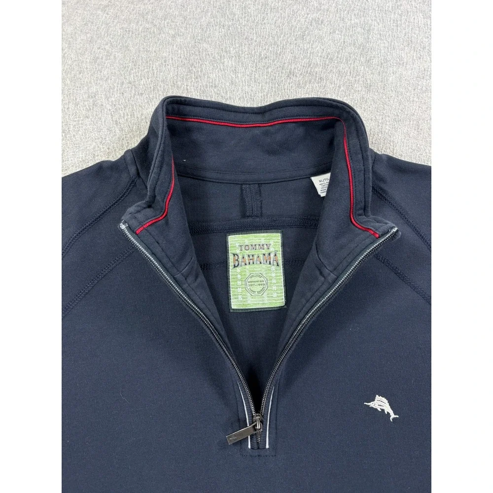 New England Patriots Tommy Bahama Stitched 1/4 Pullover Sweater (Men's XL)‎ Blue